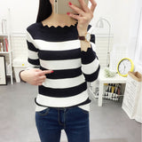 New Arrival Women Casual Knitted Pullovers Sweaters Top Women Winter Clothes Autumn Striped Crochet Sweaters Fashion