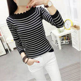 New Arrival Women Casual Knitted Pullovers Sweaters Top Women Winter Clothes Autumn Striped Crochet Sweaters Fashion