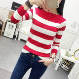New Arrival Women Casual Knitted Pullovers Sweaters Top Women Winter Clothes Autumn Striped Crochet Sweaters Fashion