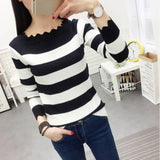 New Arrival Women Casual Knitted Pullovers Sweaters Top Women Winter Clothes Autumn Striped Crochet Sweaters Fashion