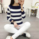 New Arrival Women Casual Knitted Pullovers Sweaters Top Women Winter Clothes Autumn Striped Crochet Sweaters Fashion